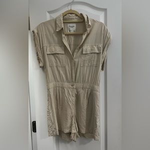 A&F utility romper tan